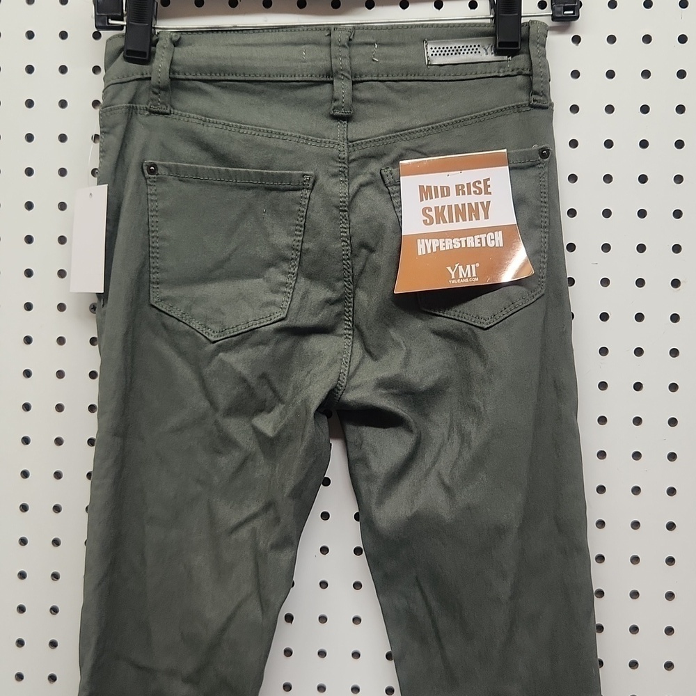 YMI hyper stretch mid rise skinny moss color jeggings NWT - Picture 5 of 6